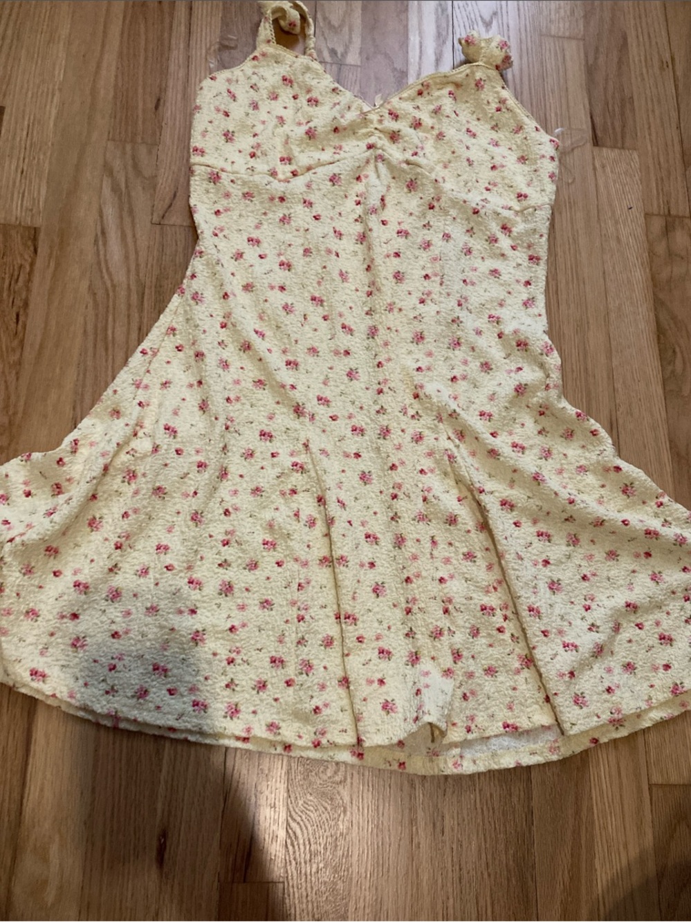 Madden Girl Yellow Mini Dress with Pink Floral Print